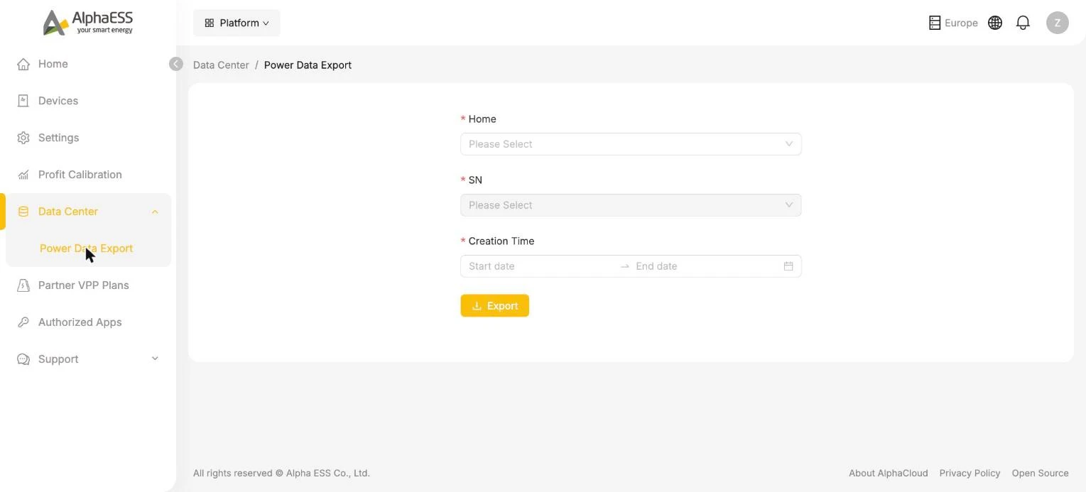 Power Data Export
