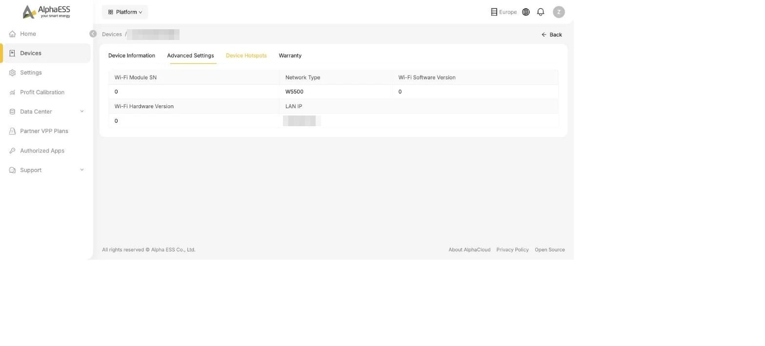 Device Hotspots tab