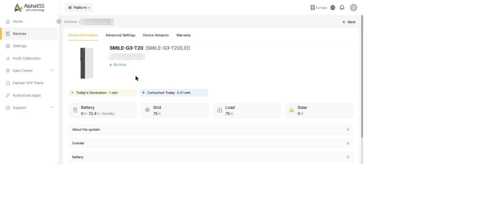 Device Information tab