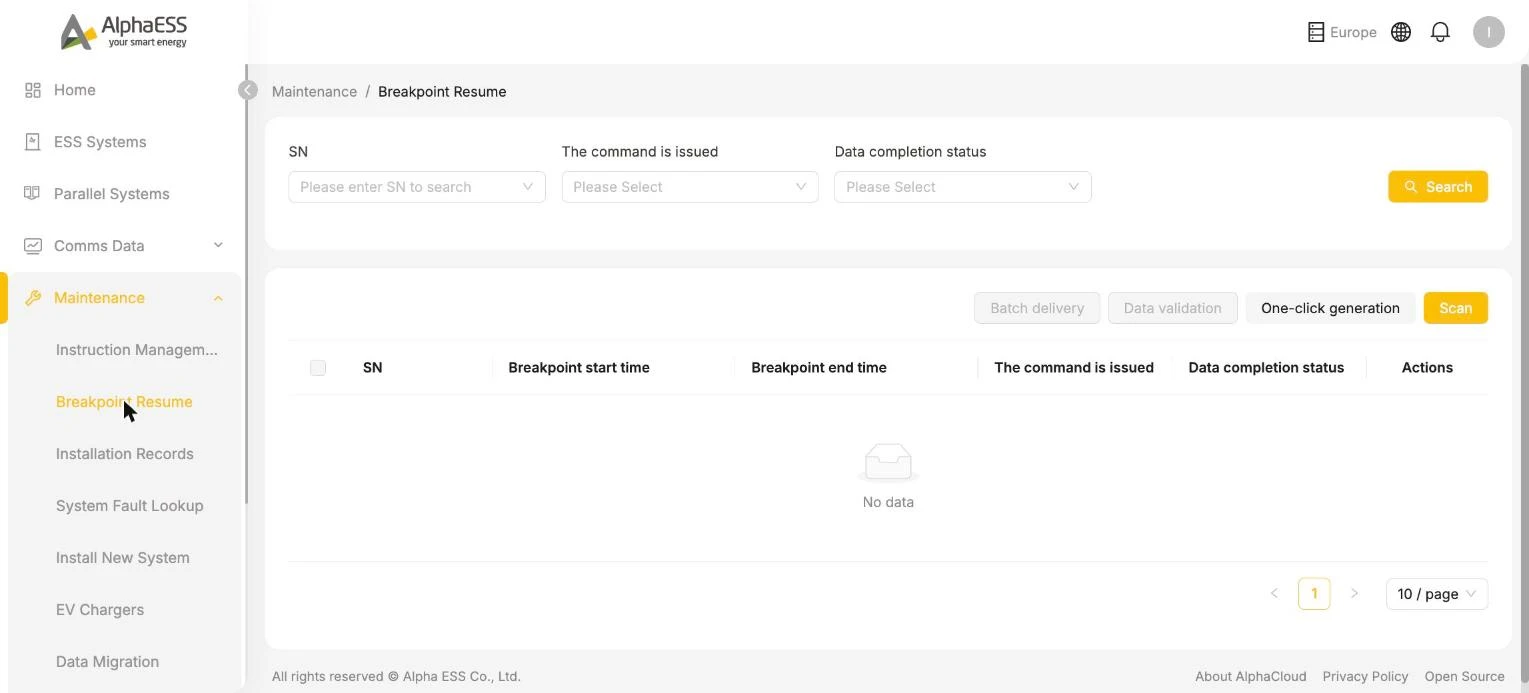 Breakpoint Resume data backfilling