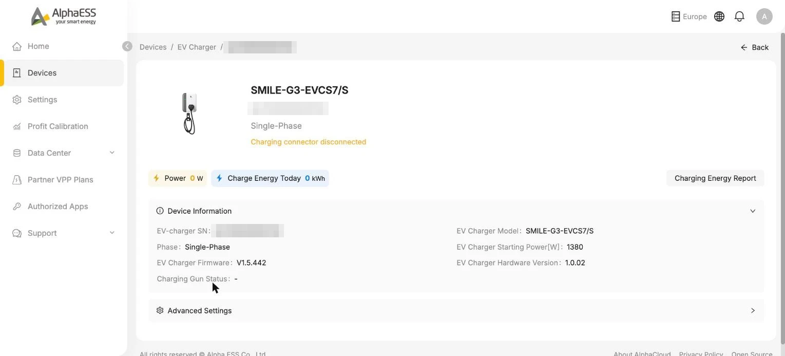 EV charger page