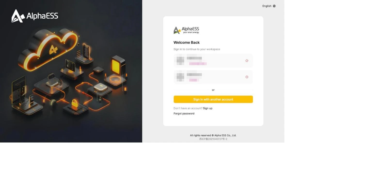 Sign-in page: choose a workspace or sign in with another account