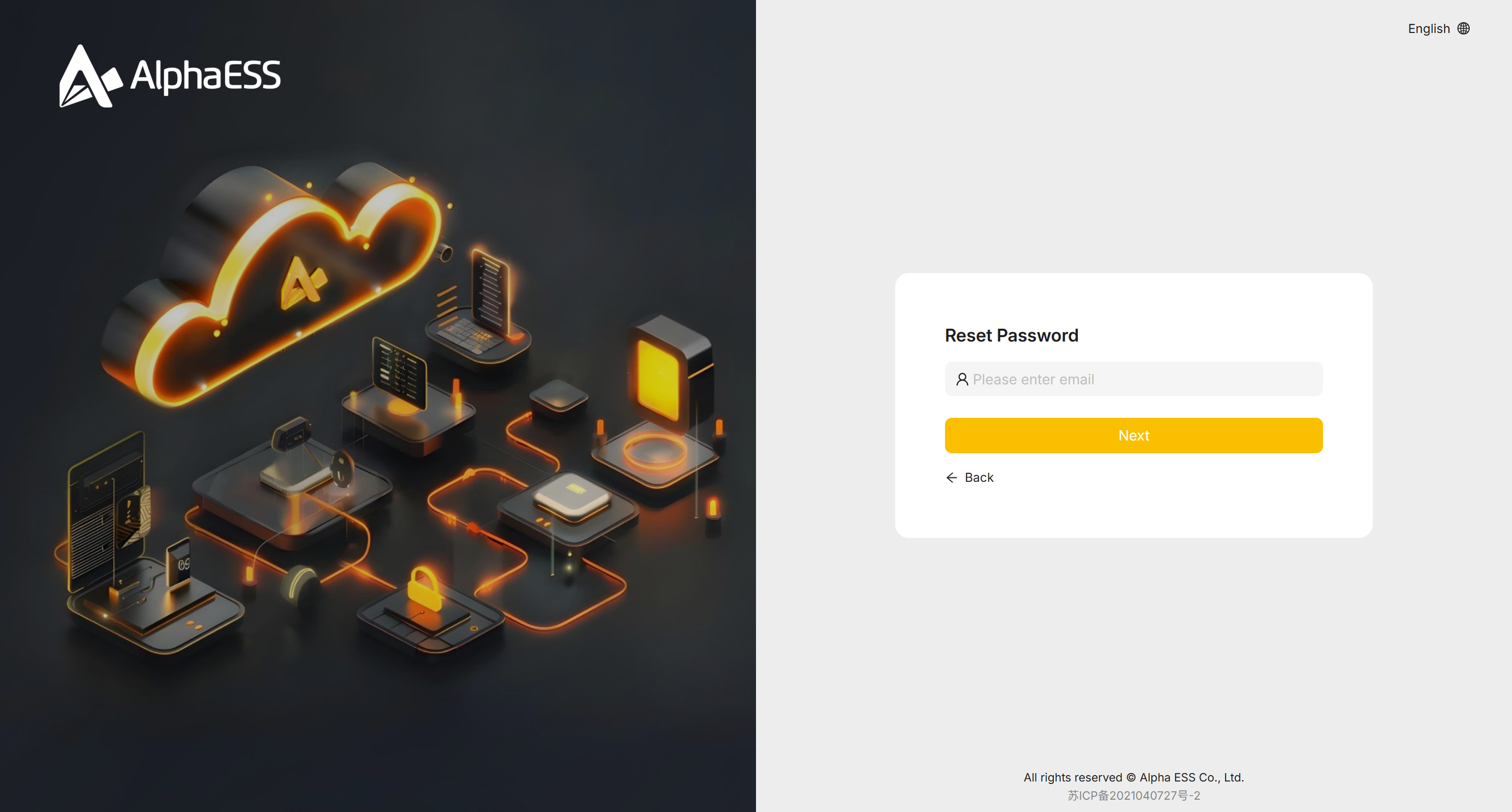 Reset Password: enter your email, then Next